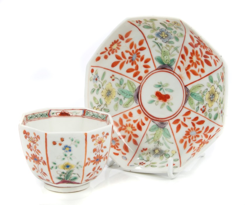 A Chelsea small octagonal tea bowl and saucer,