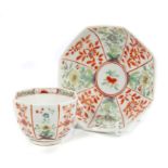 A Chelsea small octagonal tea bowl and saucer,