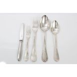 Part canteen of Christofle Reed and Ribbon pattern cutlery - comprising fifteen large dinner forks,