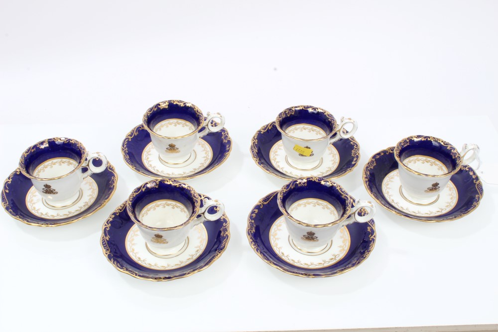 Group of First World War period Royal or possibly regimental Coalport dinner / coffeeware with - Image 6 of 7