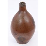 17th / 18th century Rhenish, possibly Zurich, salt glazed stoneware wine flask with string neck,