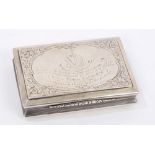 Victorian silver table snuff box of rectangular form,