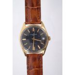 1960s gentlemen's Ulysse Nardin Automatic Calendar wristwatch in gold plated case, on leather strap,