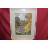 Leonard Richmond (1889 - 1965), pastel - Autumnal Lake View, signed, in glazed frame,