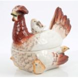 19th century Staffordshire pottery small tureen and cover in the form of a hen,