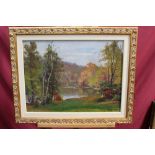 Jehan Berjonneau (1890 - 1972), oil on canvas - Autumnal landscape, signed, in gilt frame,