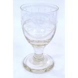 Of Harwich Interest: 19th century glass rummer with engraved bowl 'Patrick Daniels Harwich 1851'
