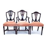Good Harlequin set of twelve George III-style mahogany dining chairs in the Hepplewhite manner,