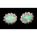 Pair opal and diamond earrings,