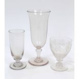 19th century glass rummer with vine engraved decoration,