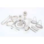 Selection of miscellaneous Georgian, Victorian and other 20th century silver - including a caster,
