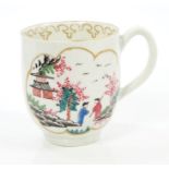 18th century Worcester coffee cup with notched loop handle,