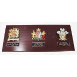 Set of three 1980s Royal Warrant Crests for Garrard & Co - The Crown Jewellers - comprising HM