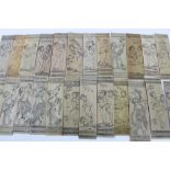 Large collection of antique Indian erotic pen and ink drawings on bamboo strips - each