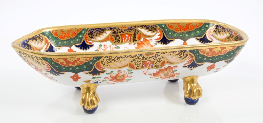 Early 19th century Spode large boat-shaped pen tray,