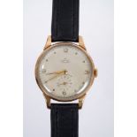 1950s gentlemen's Smiths Deluxe gold (9ct) wristwatch with fifteen jewel manual movement in