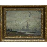 James Paterson (1854 - 1932), oil on board - lochside landscape, signed, in gilt frame,