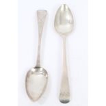 Georgian Jersey silver Old English pattern tablespoon with bright cut decoration and engraved - 'C