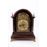 Impressive late 19th century chiming bracket clock with silvered and arched dial with subsidiary