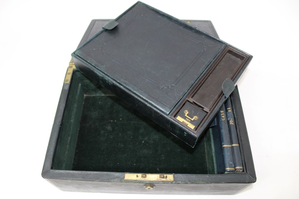 The Earl of Buckinghamshire - fine black leather despatch / writing box, circa 1850 - 1860, - Image 5 of 7