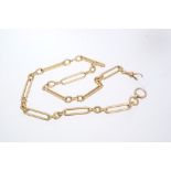 Edwardian gold (18ct) watch chain with elongated links,