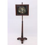 Unusual Regency mahogany music stand / fire screen - the adjustable rectangular banner with glazed