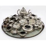 Collection of early 19th century silver lustre tea and coffee wares - many of silver form -