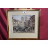 E. Tucker, Victorian English School watercolour - York Minster, signed, in glazed gilt frame, 28.