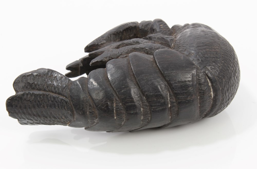 Late 19th / early 20th century carved hardwood netsuke in the form of a crustacean, - Image 3 of 4