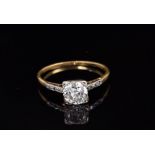 Diamond single stone ring, the old cut diamond estimated to weigh approximately 0.