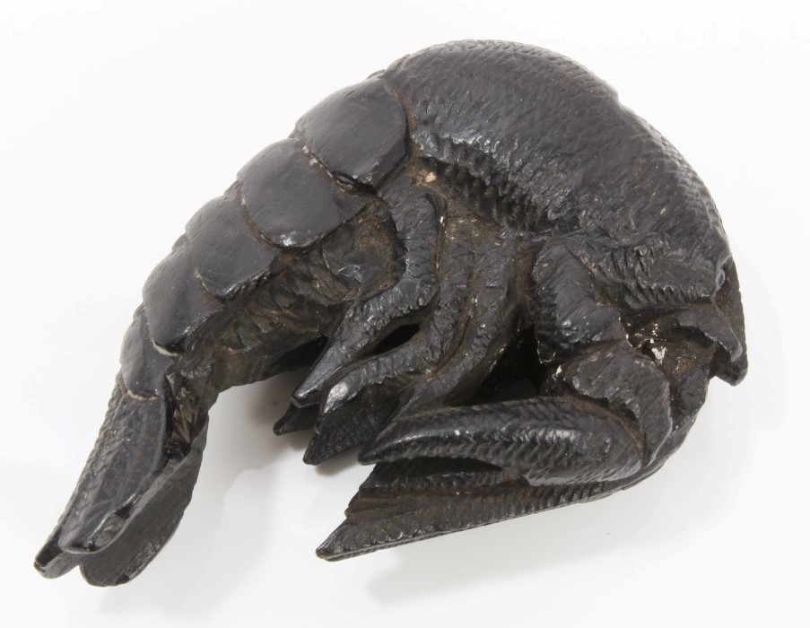 Late 19th / early 20th century carved hardwood netsuke in the form of a crustacean,