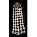 Edwardian seed pearl and diamond brooch in the form of a tassel,