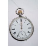 Gentlemen's silver open face pocket watch, by J. W.