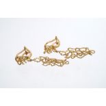 Pair gold (18ct) earrings with an abstract gold wirework design CONDITION REPORT