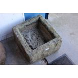 Antique carved stone trough or sink 49cm