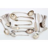 Selection of miscellaneous silver Georgian and later flatware - including teaspoons,