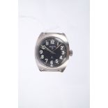 Hamilton Military wristwatch with manual movement, circular black dial,