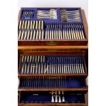 Extensive George V part canteen of Hanoverian rattail pattern cutlery with engraved initial -