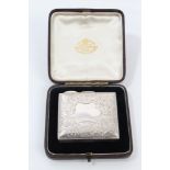 Edwardian silver four-compartment folding photograph wallet with engraved foliate decoration and