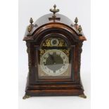 Late 19th century German chiming bracket clock with silvered and gilt arched dial,