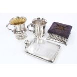 Late William IV / early Victorian silver christening mug of panelled baluster form,