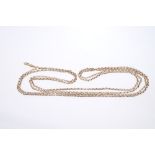 Victorian rose gold (9ct) guard chain / long chain with belcher links,
