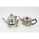 George III silver teapot of oval cylindrical form,