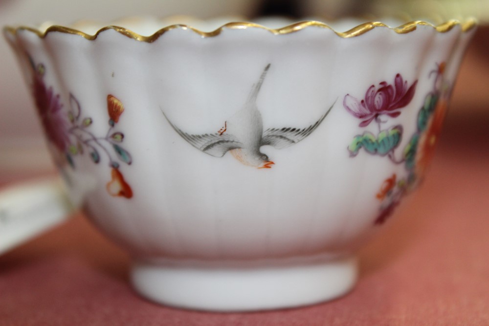 Mid-18th century Chinese Export famille rose fluted tea bowl and saucer, - Image 3 of 9