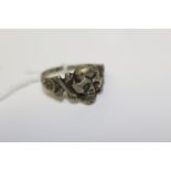 First World War Imperial German white metal skull and crossbones ring