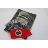 Nazi swastika red cotton arm band - possibly Hitler Youth or children's,