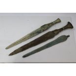 Two ancient bronze daggers / shortswords - possibly Luristan (Iran),