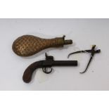 19th century percussion boxlock pocket pistol,