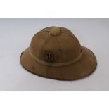 Second World War Nazi Afrika Corps pith helmet with makers stamp to inside of leather headband