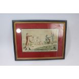 Late 18th century coloured etching - Bloody News - Bloody News - or the Fatal Putney Duel,